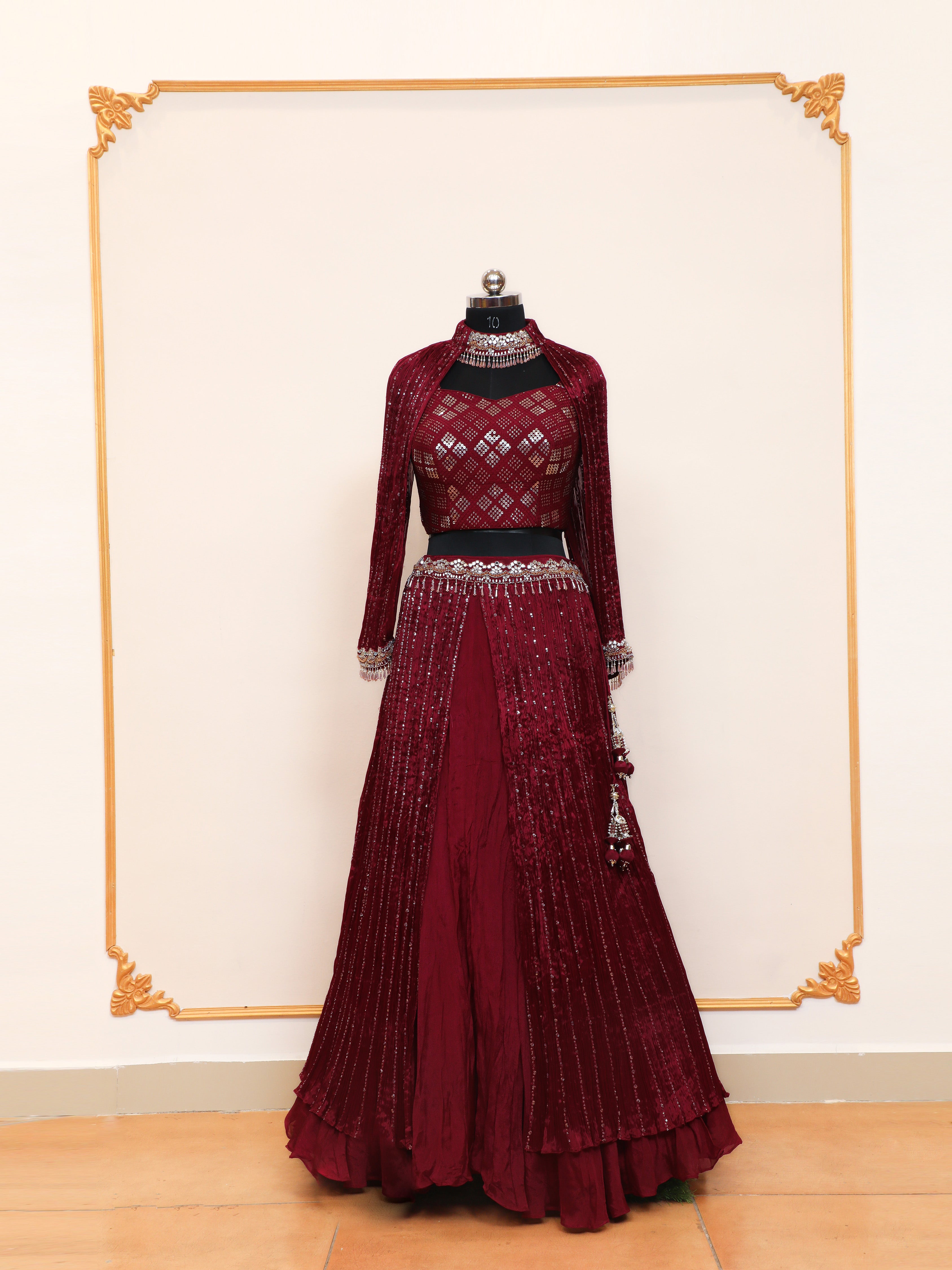 Stylish Look Maroon Color Georgette Party Wear Indo-Western Lehenga Choli |  Ethnicroop