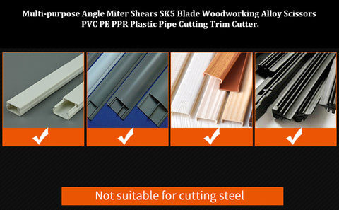 Multi-purpose Angle Miter Shears SK5 Blade Woodworking Alloy Scissors PVC PE PPR Plastic Pipe Cutting Trim Cutter.