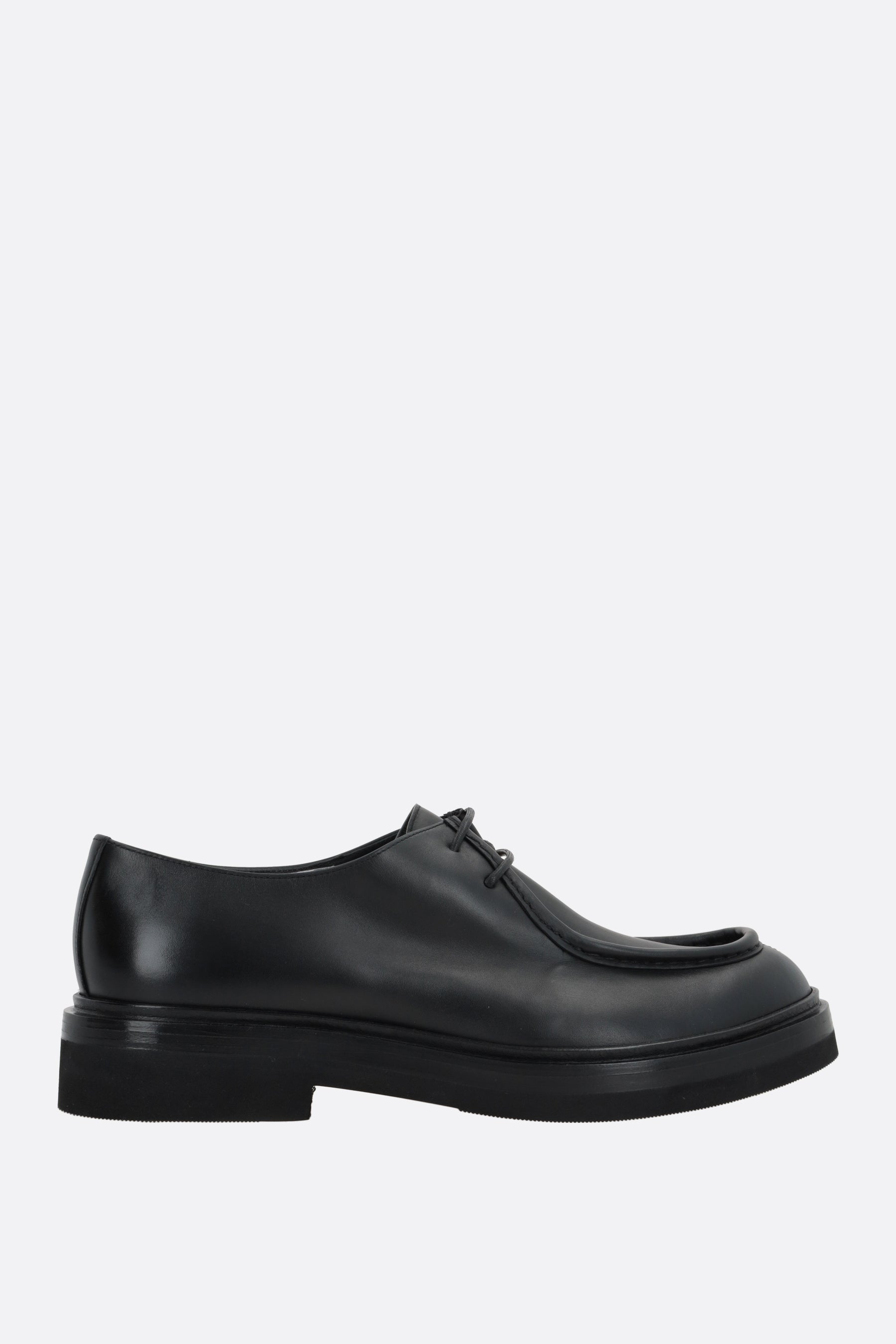 DRIES VAN NOTEN almond-toe leather derby shoes - Black