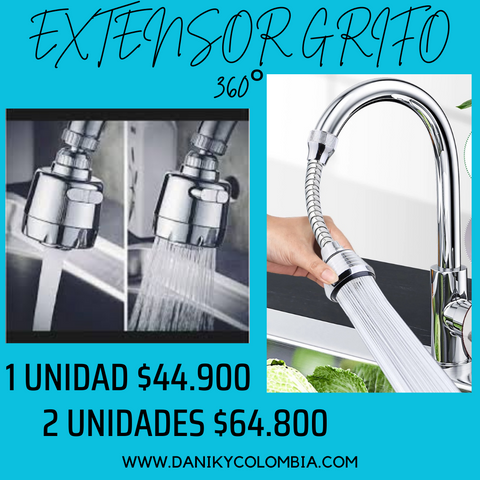 Extensor Grifo Giratorio 360 Lavaplato Filtro Ahorrador Agua DANKI