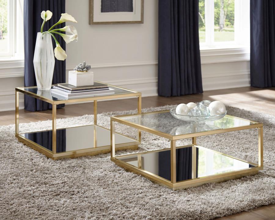 Rose Brass Square Coffee Table Set - Renee's 2 Piece Elegance