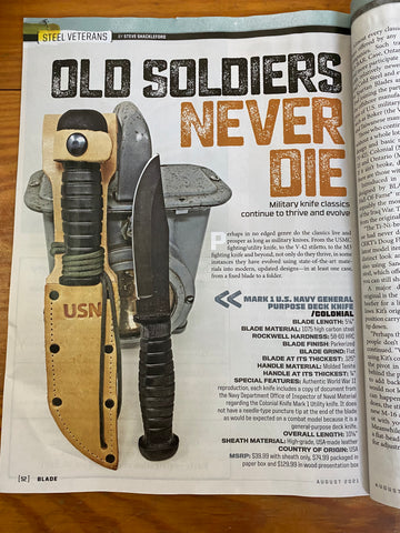 Mark 1 Knife featured in Blade Magazine August 2021 issue