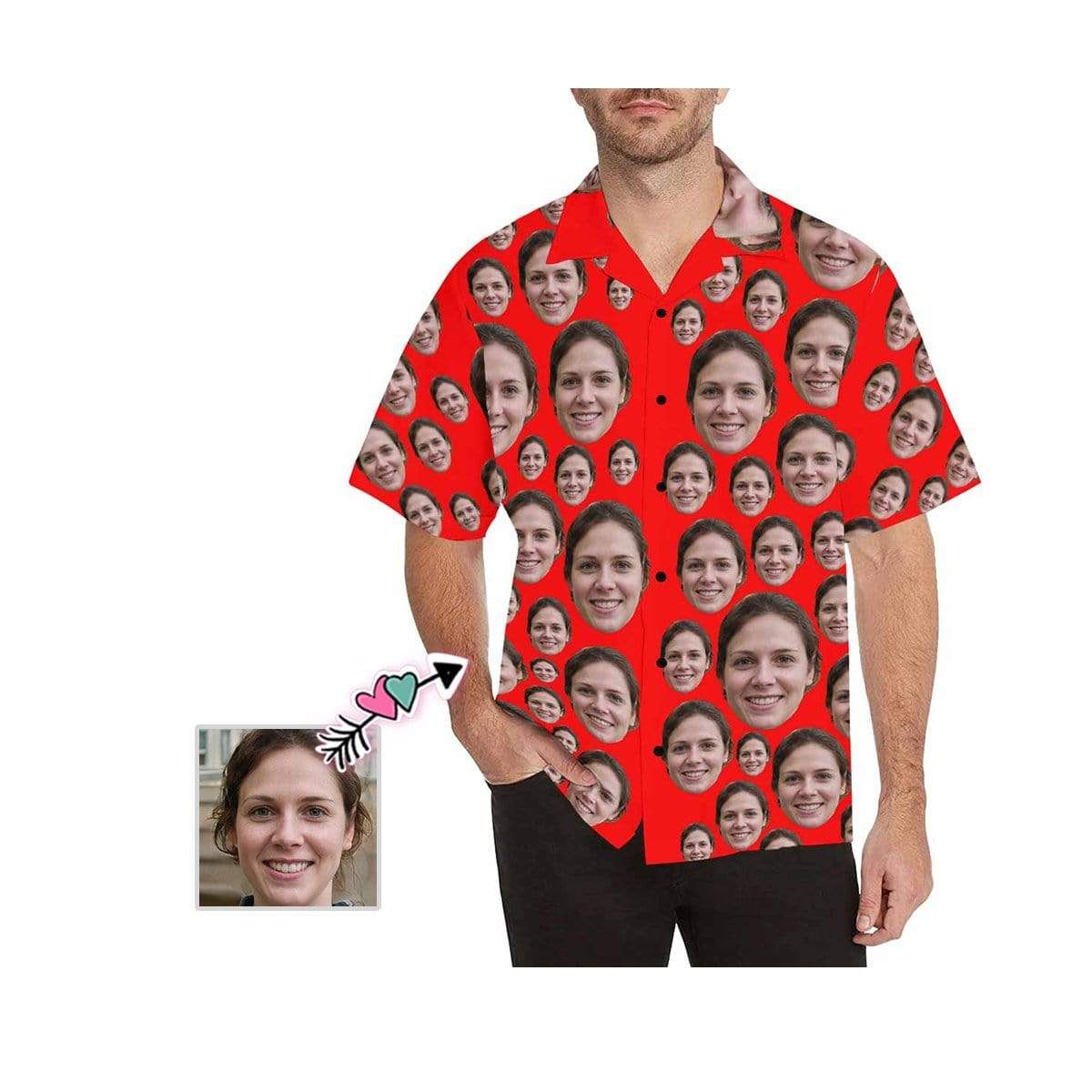 Custom Face Red Leaves Sexy Men's All Over Print Hawaiian Shirt -  Familygater