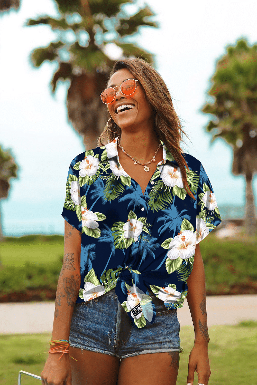 Hawaiian Aloha Shirt For Women, Hawaii Hangover Men's Palm Leaves