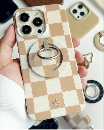 Nude Vibe Checker Airpod Phone Case, by Velvet Caviar