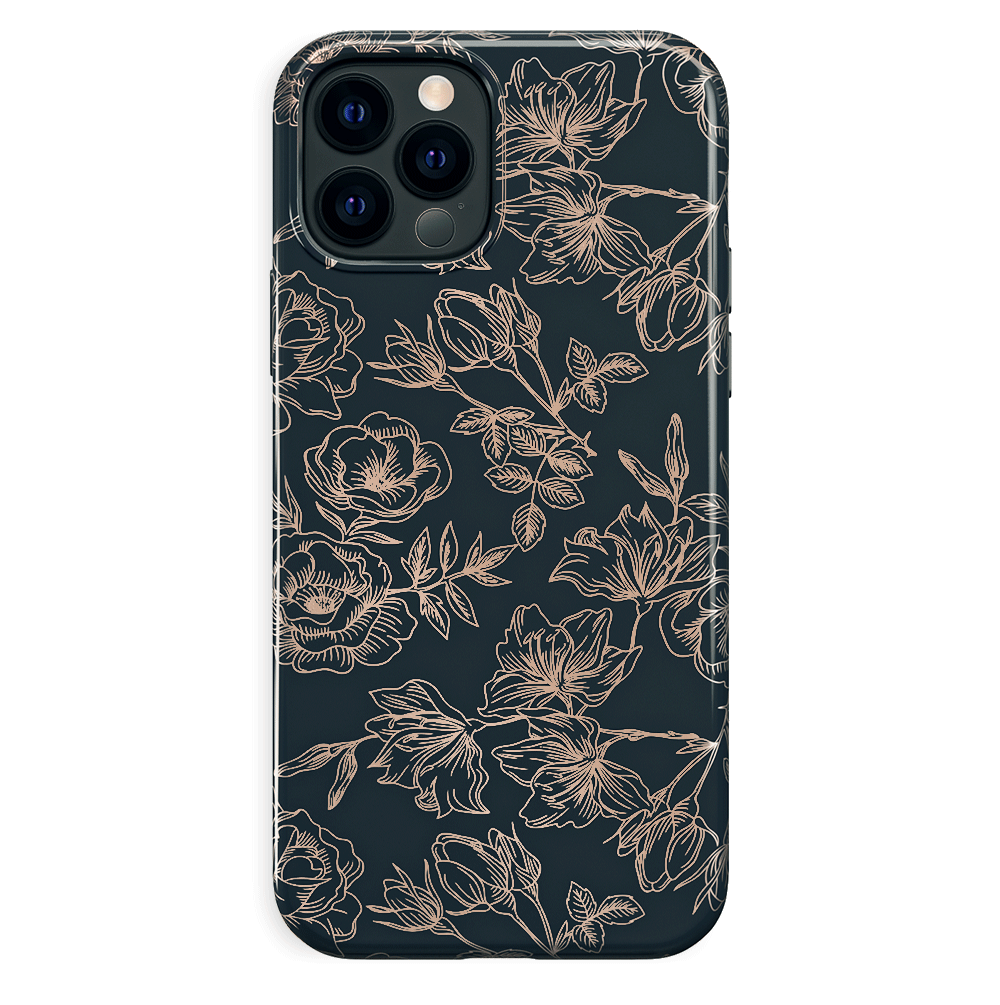 Floral Rose Gold Chrome Iphone Case