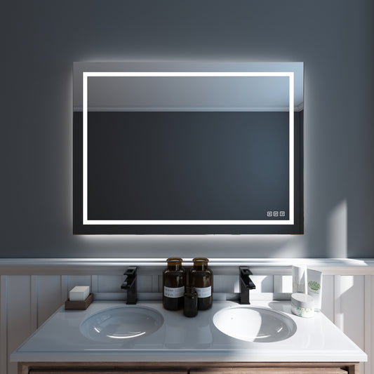 Rectangular anti-fog led mirror for shower room
