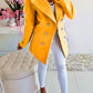 Double Breasted Lapel Solid Jacket For Women