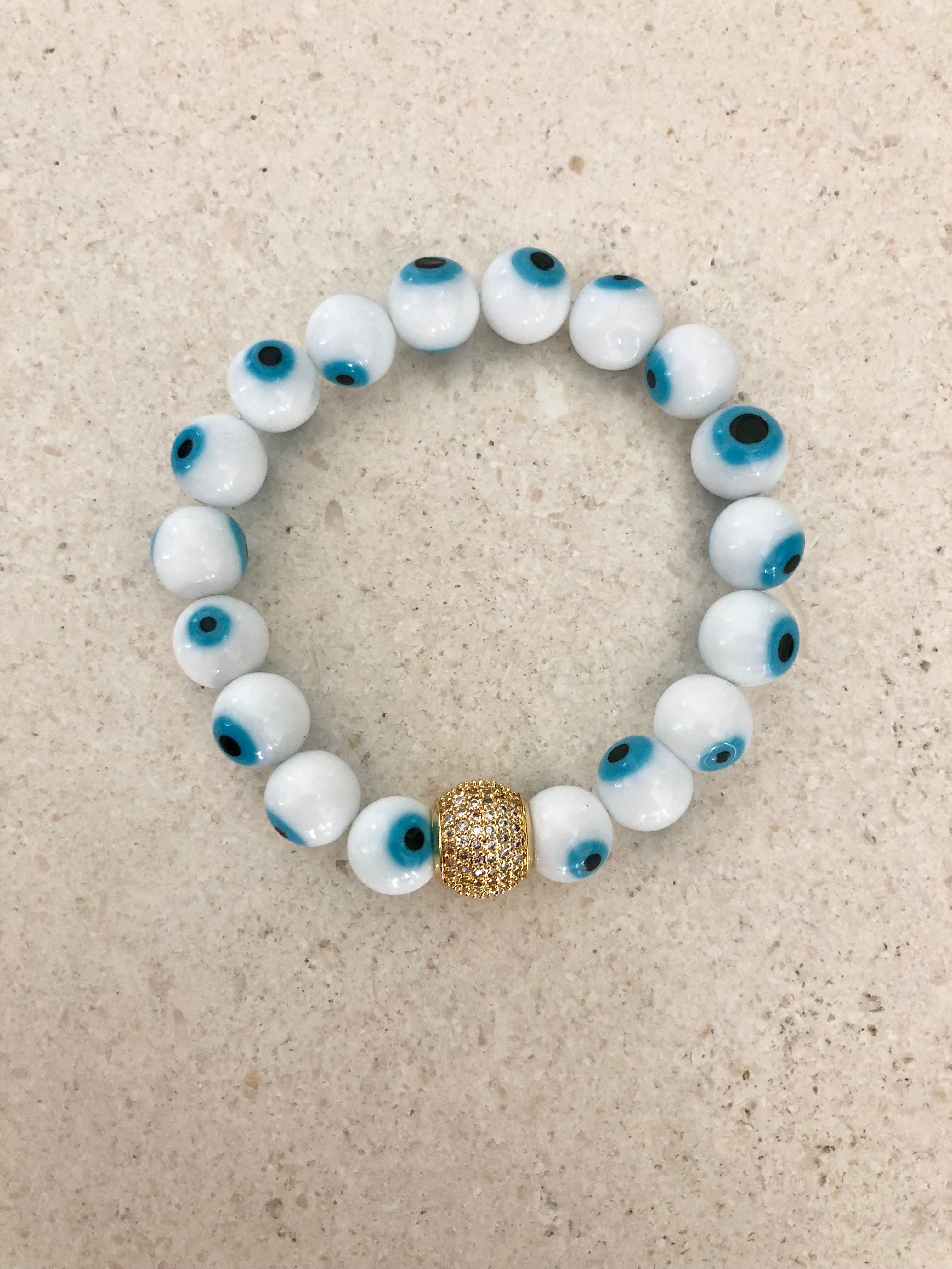 Turkish White Eye Ball Bracelet - Jugar N Spice