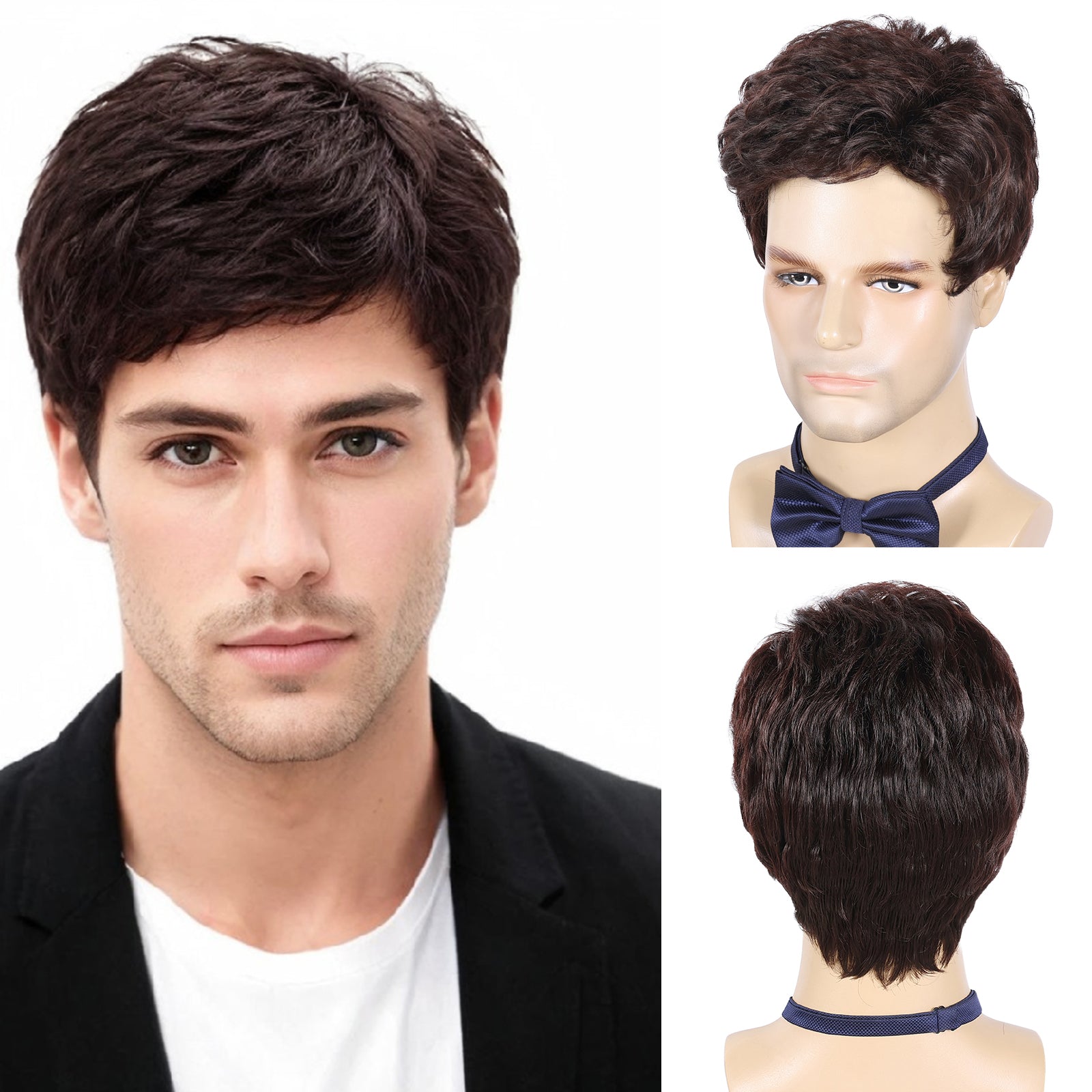 Anti-Static Men's Wig – Heat-Resistant Synthetic Fiber, Tangle-Free