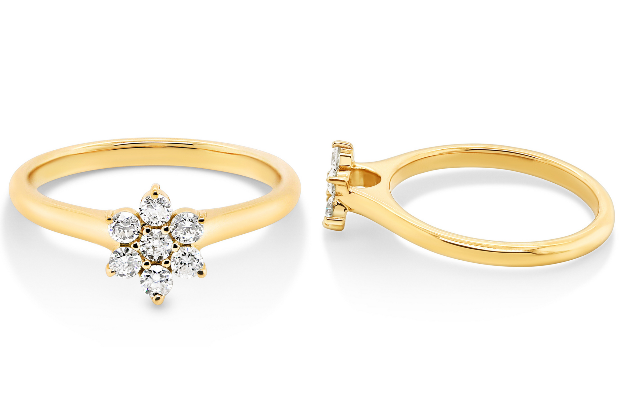 18ct Yellow Gold Diamond Daisy Cluster Ring