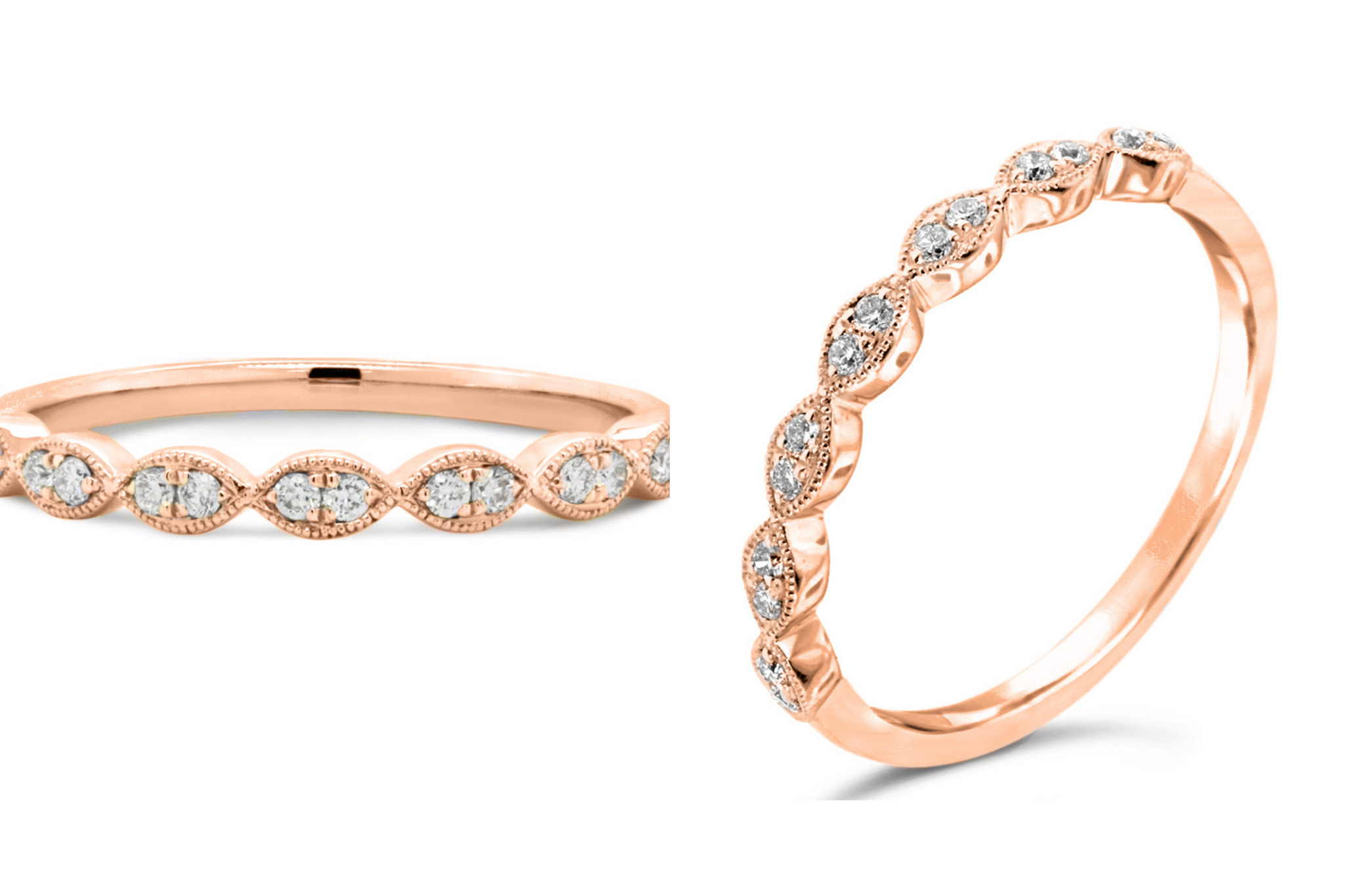 9ct Rose Gold Diamond Set Stacker Ring