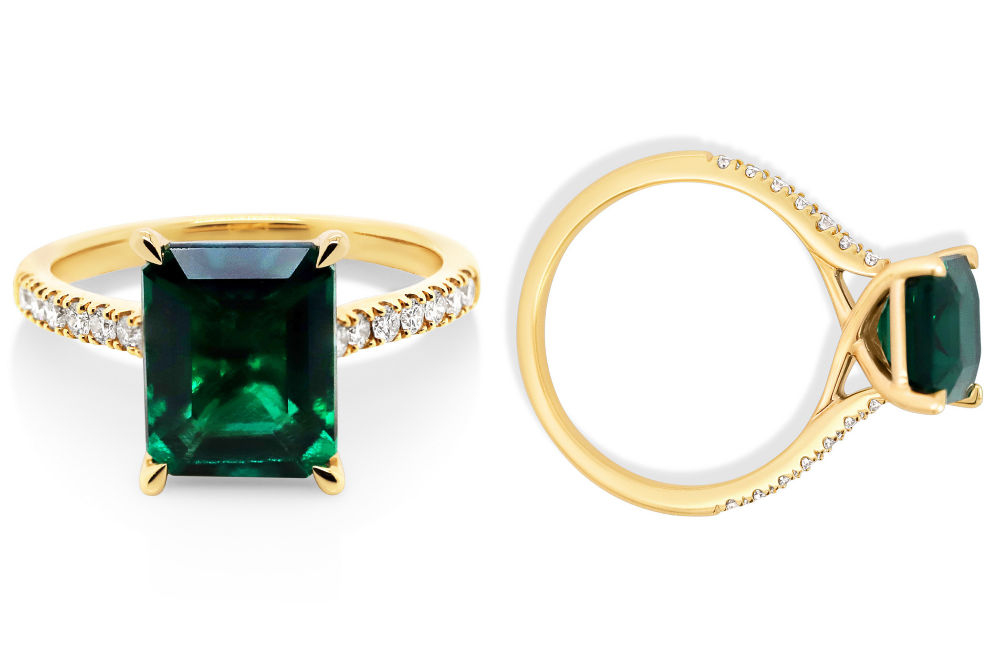 18ct YG Biron Emerald & Diamond Ring