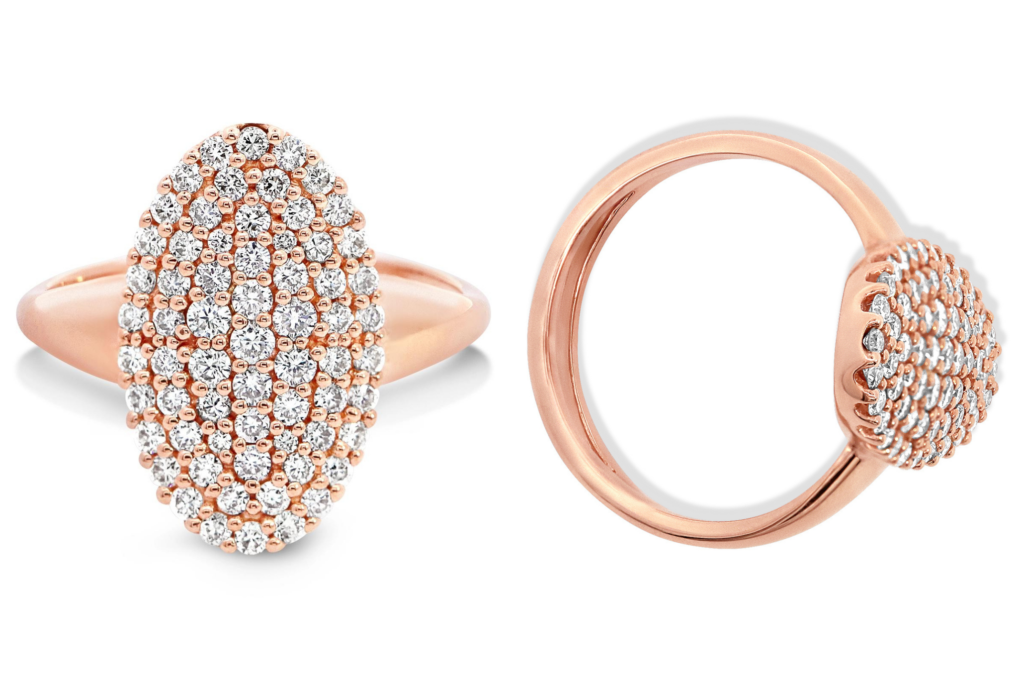 9ct Rose Gold Oval Cluster Diamond Set Ring