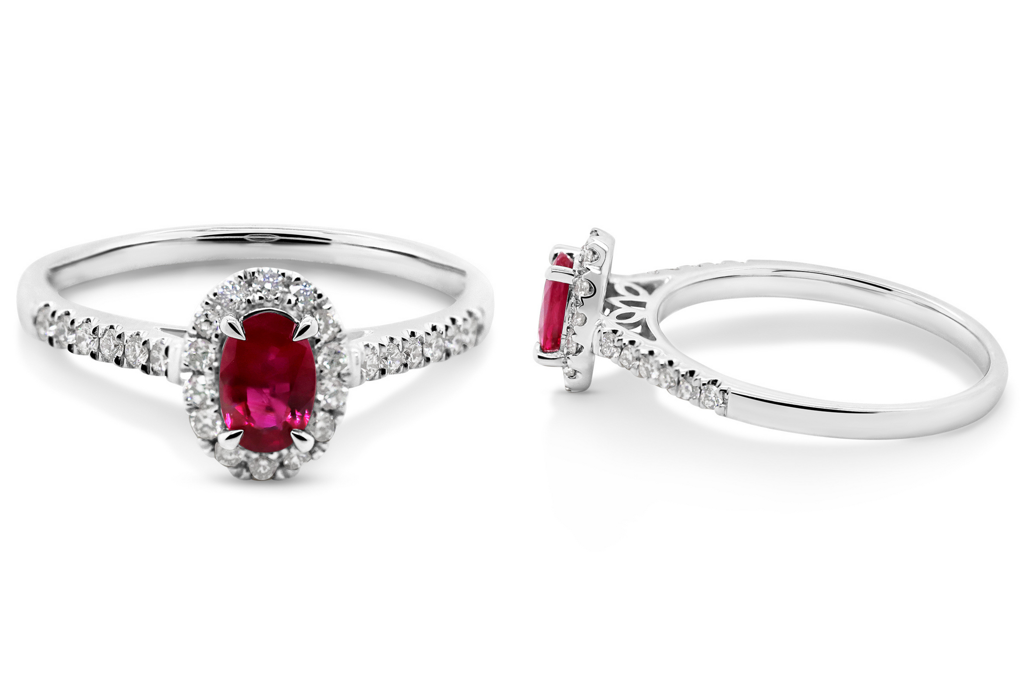 18ct White Gold Oval Ruby & Diamond Ring