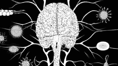 Diagram showing brain, spinal chord and nervous system