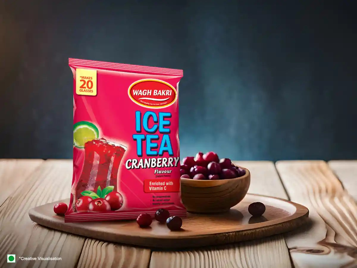 A red colour iced tea packet