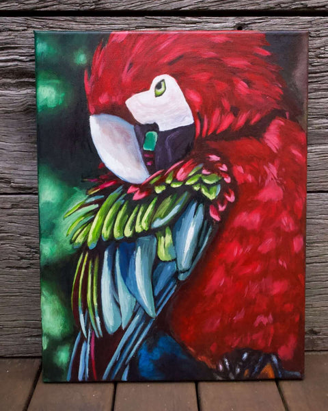 Oil Painting of a colorful parrot week 1 milan art mastery program