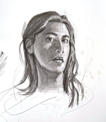 artist self portrait drawing in charcoal milan art institute mastery program