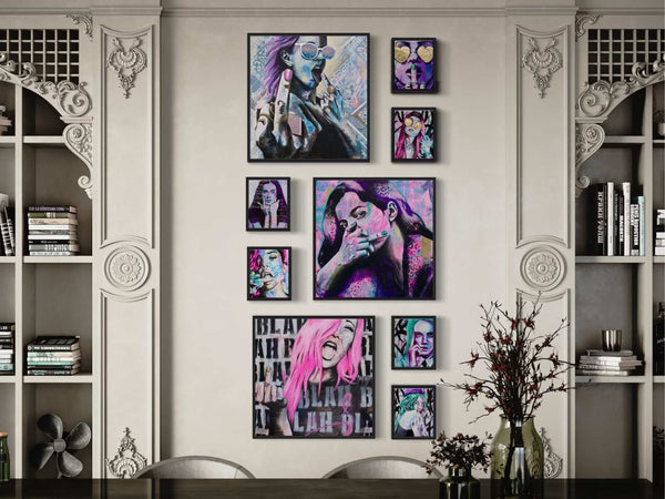 art wall, gallery wall, how to hang pictures guid for haning art prints and fine art paintings