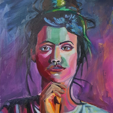 colorful portrait of a woman oil painitng milan art institute mastery program