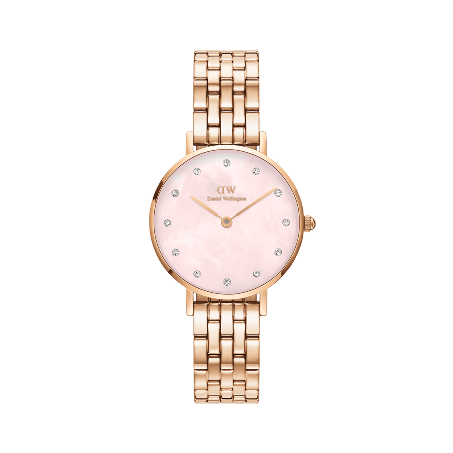 Petite Bezel white MOP watch - with gold & silver strap | DW