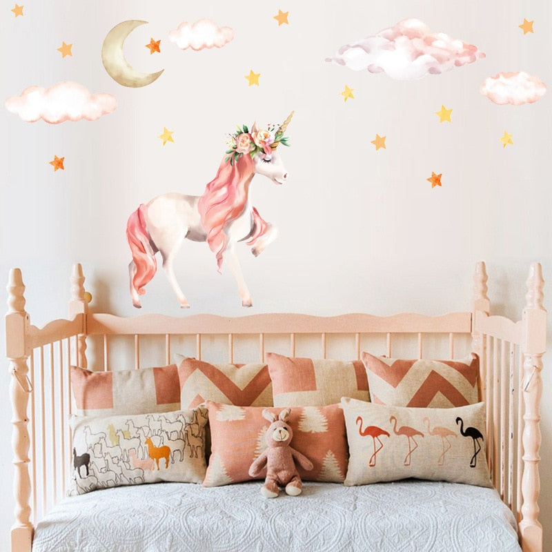Cute Cartoon Unicorn Wall Stickers for Kids Room Girls ...