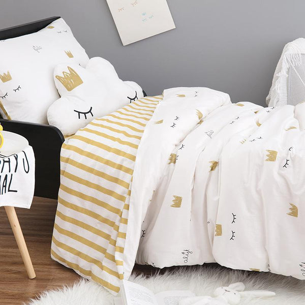 Crown Eyelash Princess Single Bed Bedding Set Duvet Sheet Pillow Cover for Girls Kids Decor - Mia & Stitch