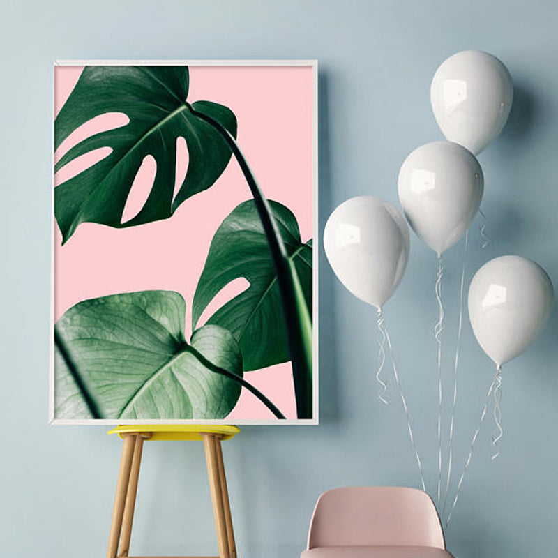 Pink Green Plant Wall Art Canvas Decorative Pictures Poster Print Wall Art Room Decor Mia Amp Stitch