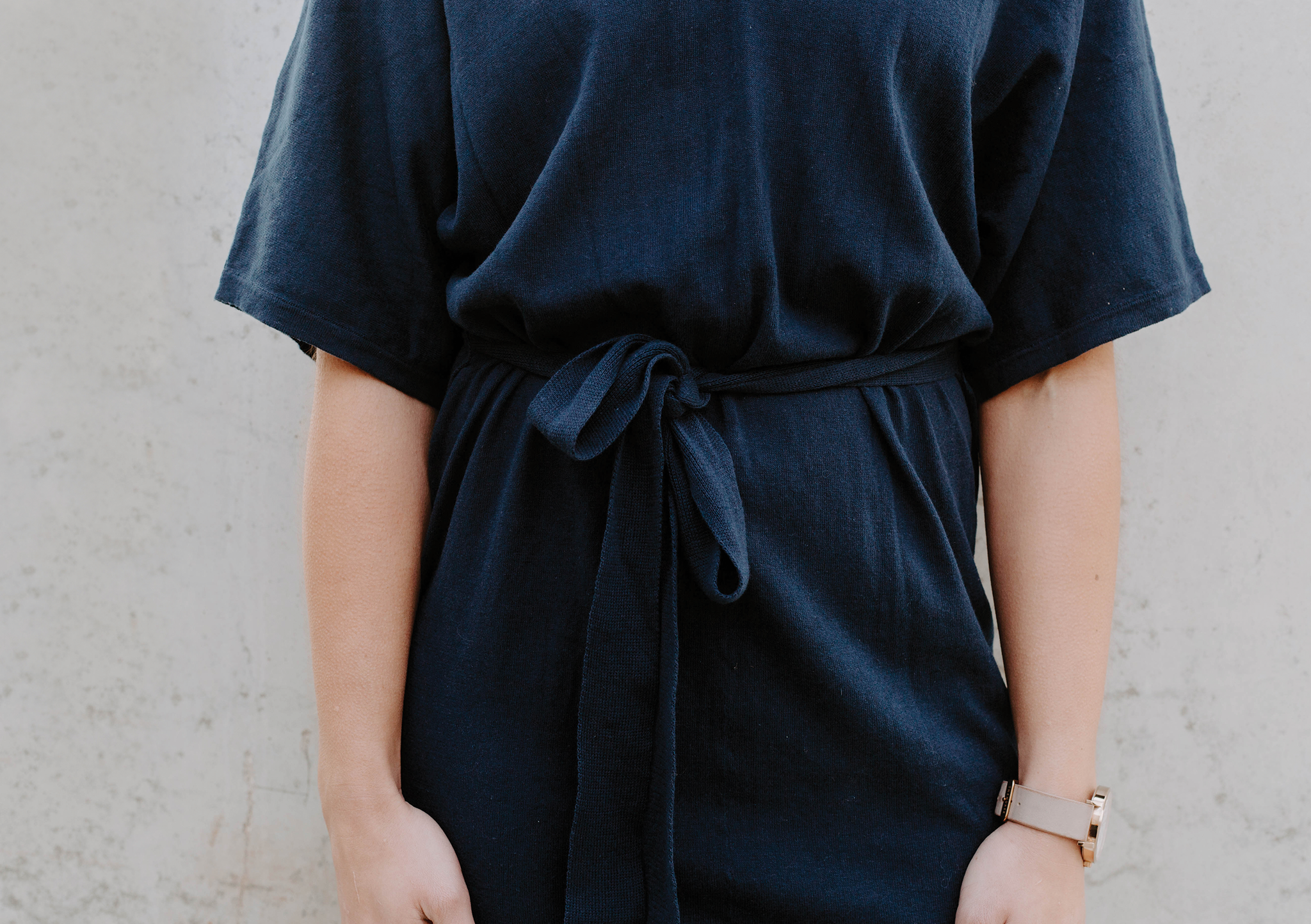 lola tie knit dress navy