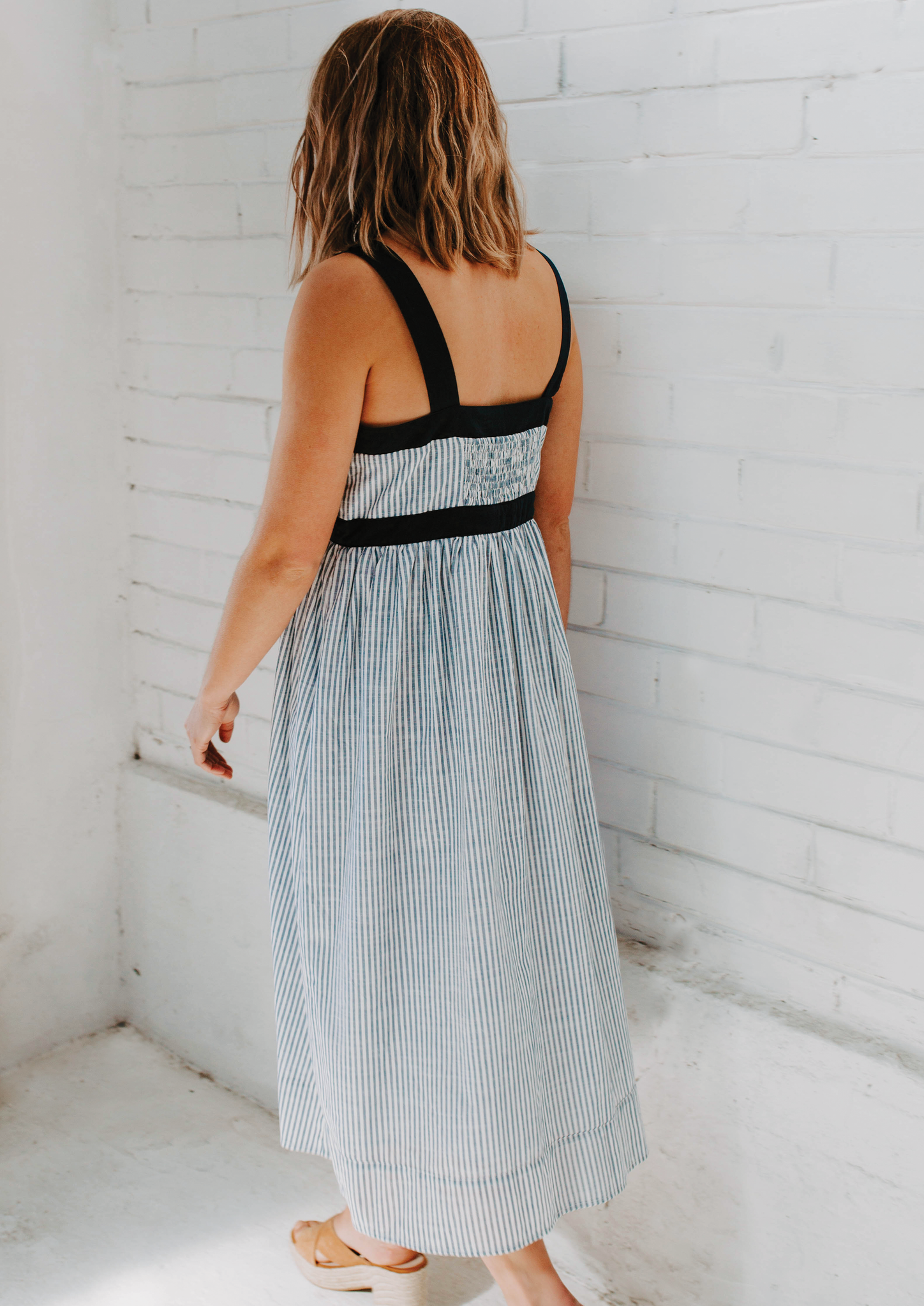 zoe dress navy stripe