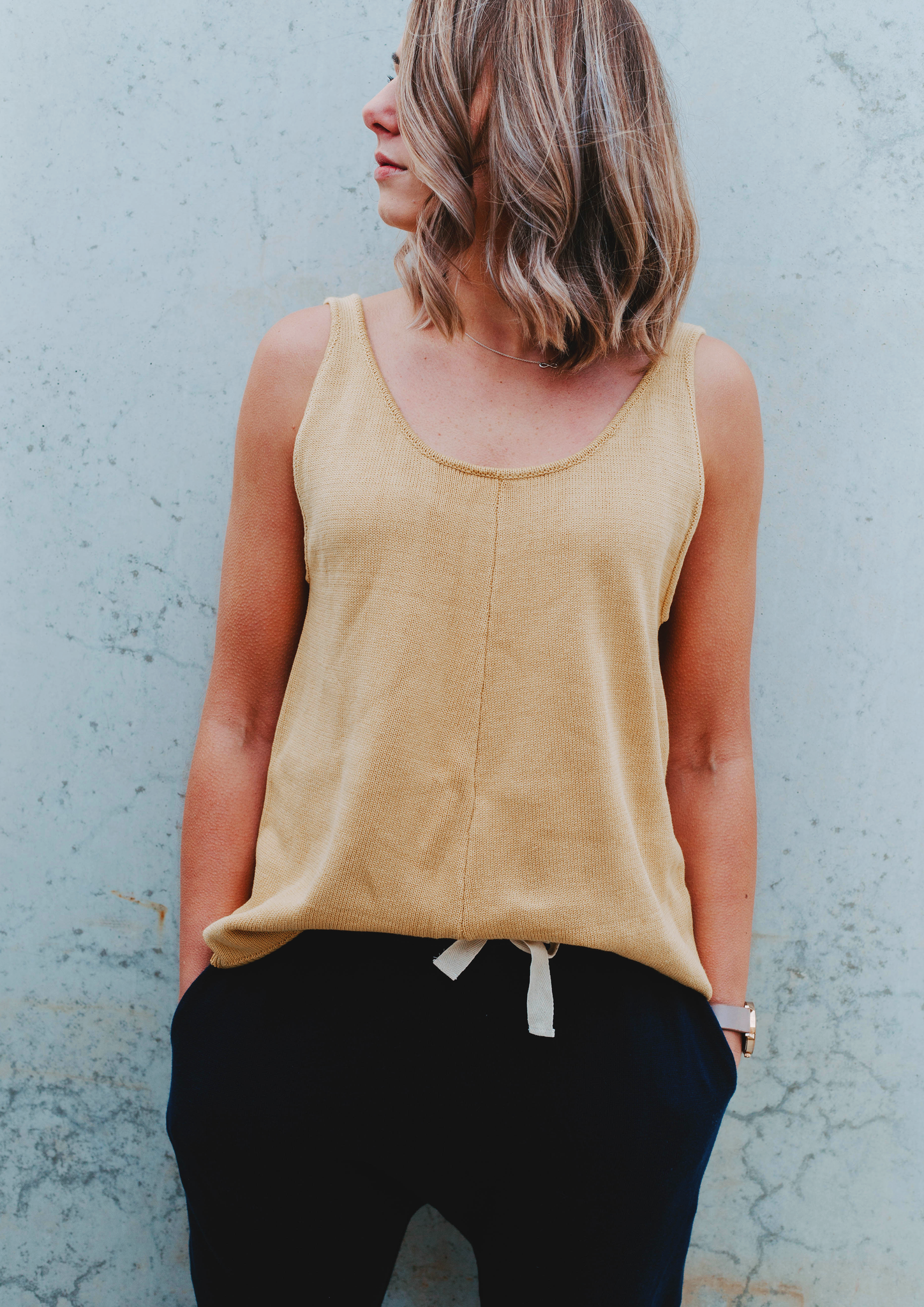 demi knit singlet mustard