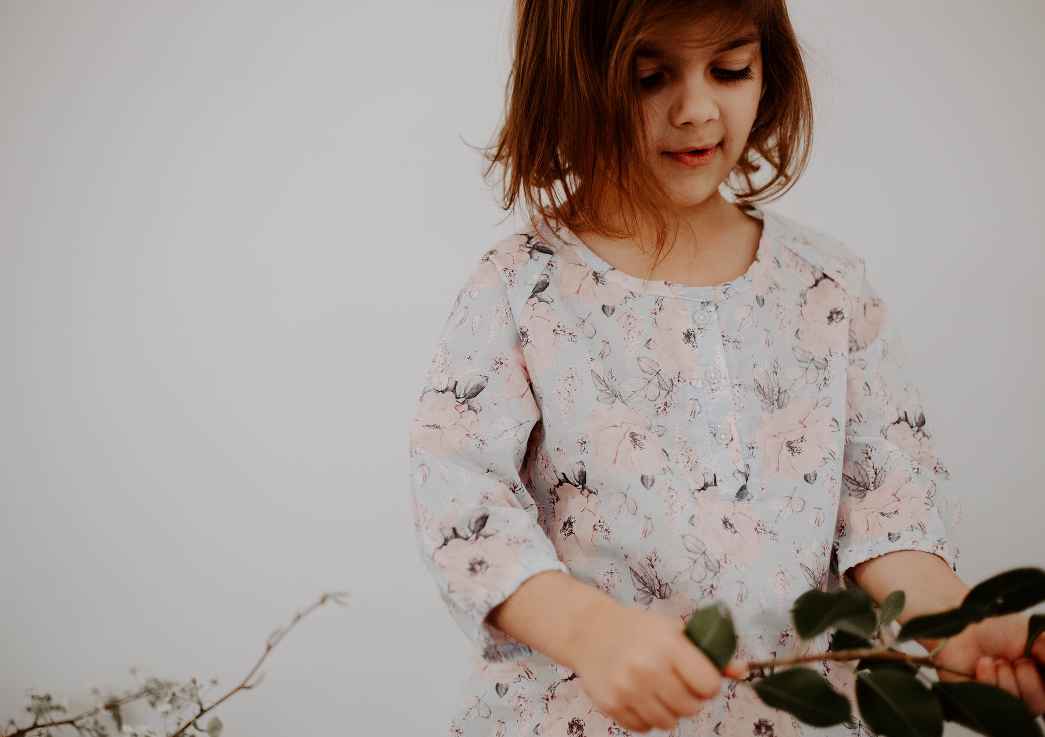 ROSE PRINT FLOWY LONG SLEEVE TOP