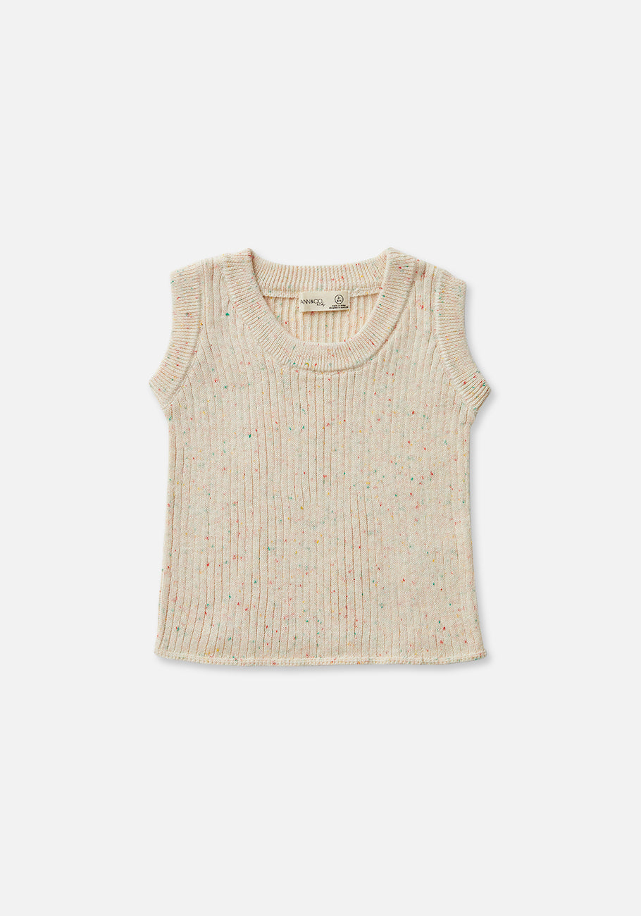 Striped Ribbed Tank Top - Camel/Ivory