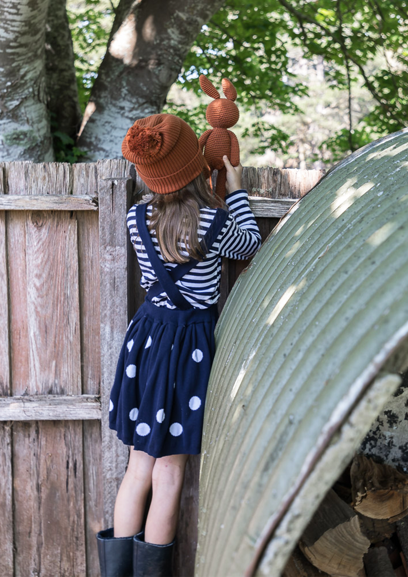 navy dot knit strappy skirt