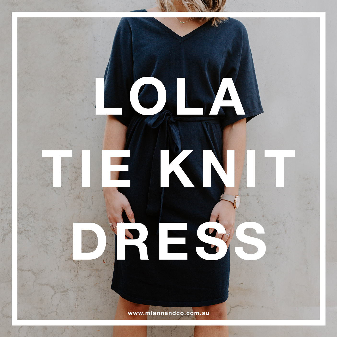 lola tie knit dress navy