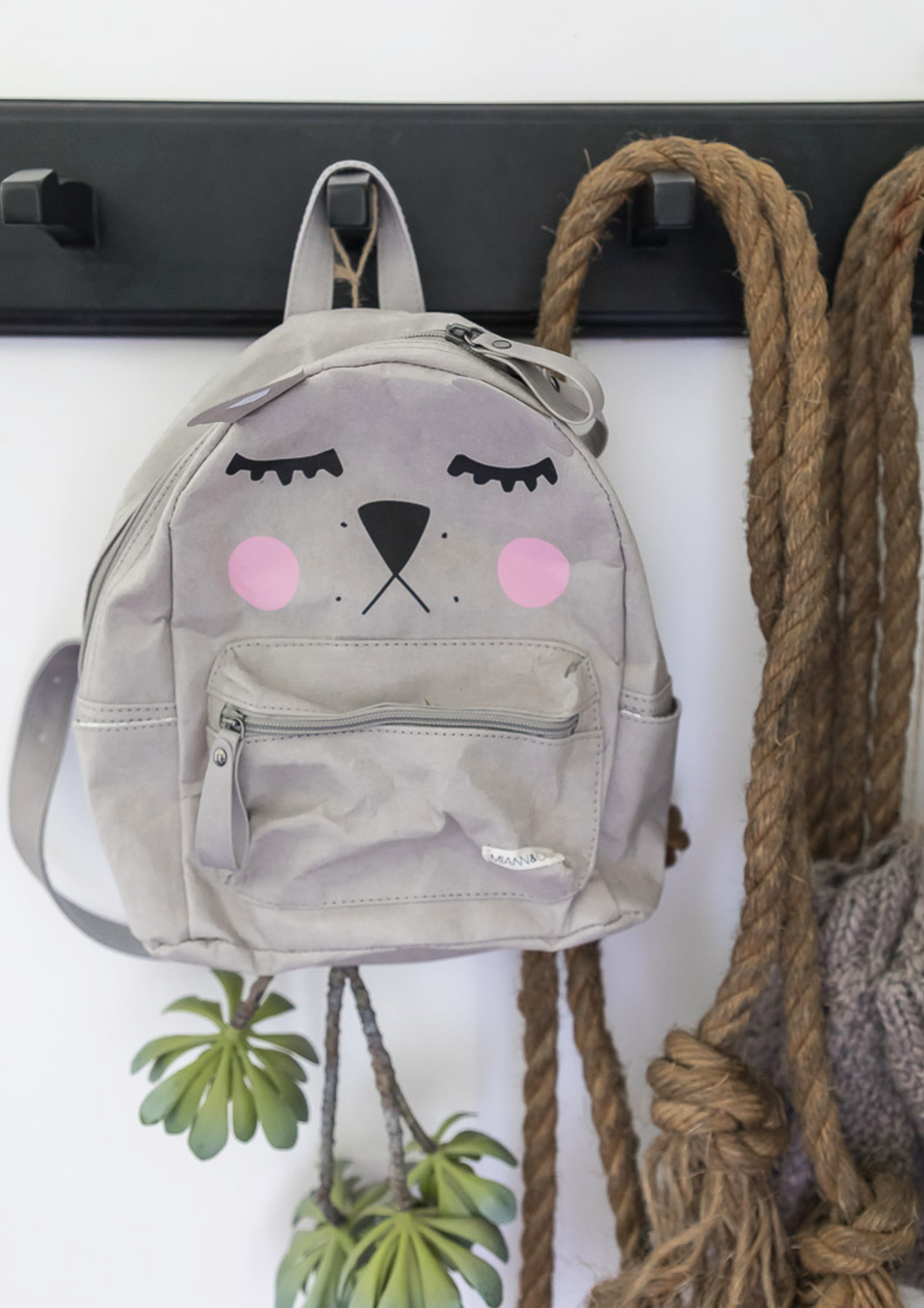 grey bunny washable paper backpack