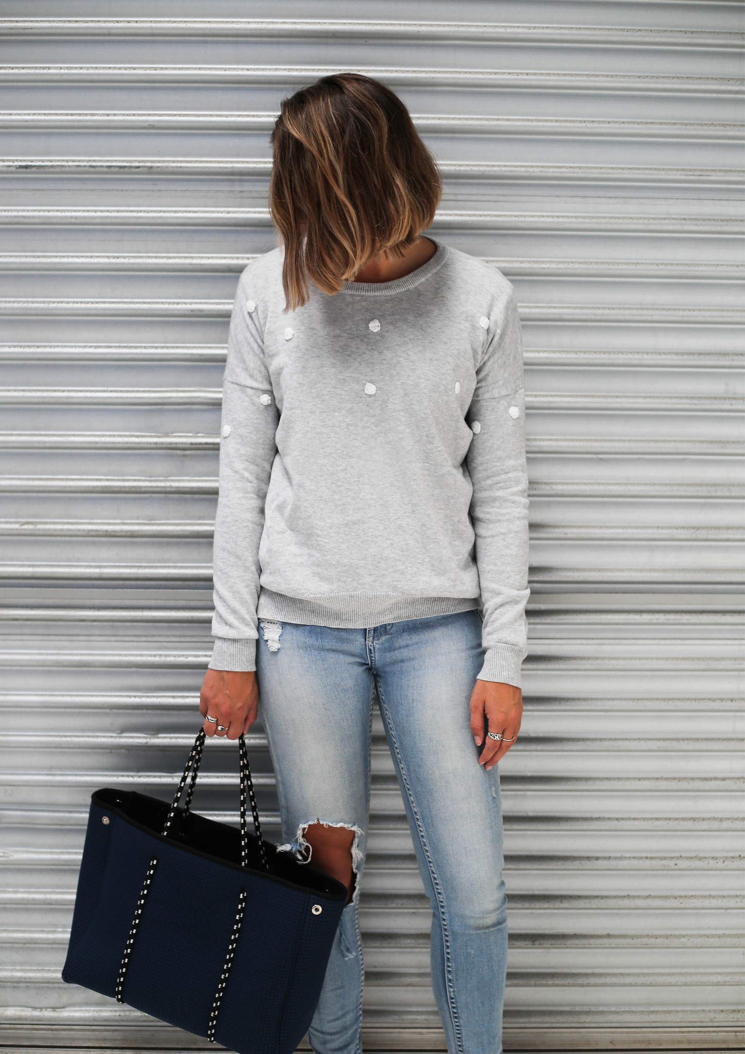 coco dot knit jumper grey