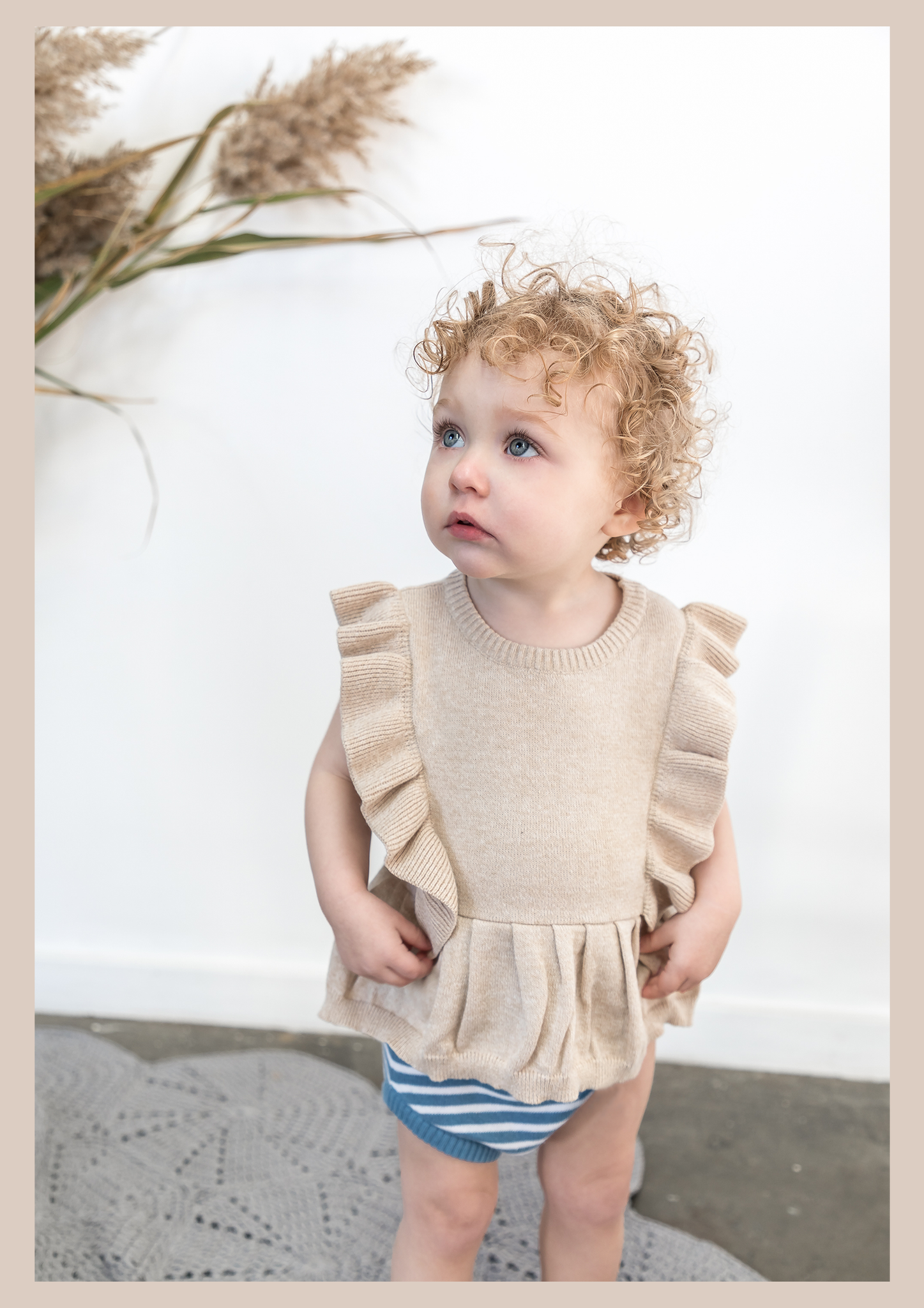 natural frill knit top baby