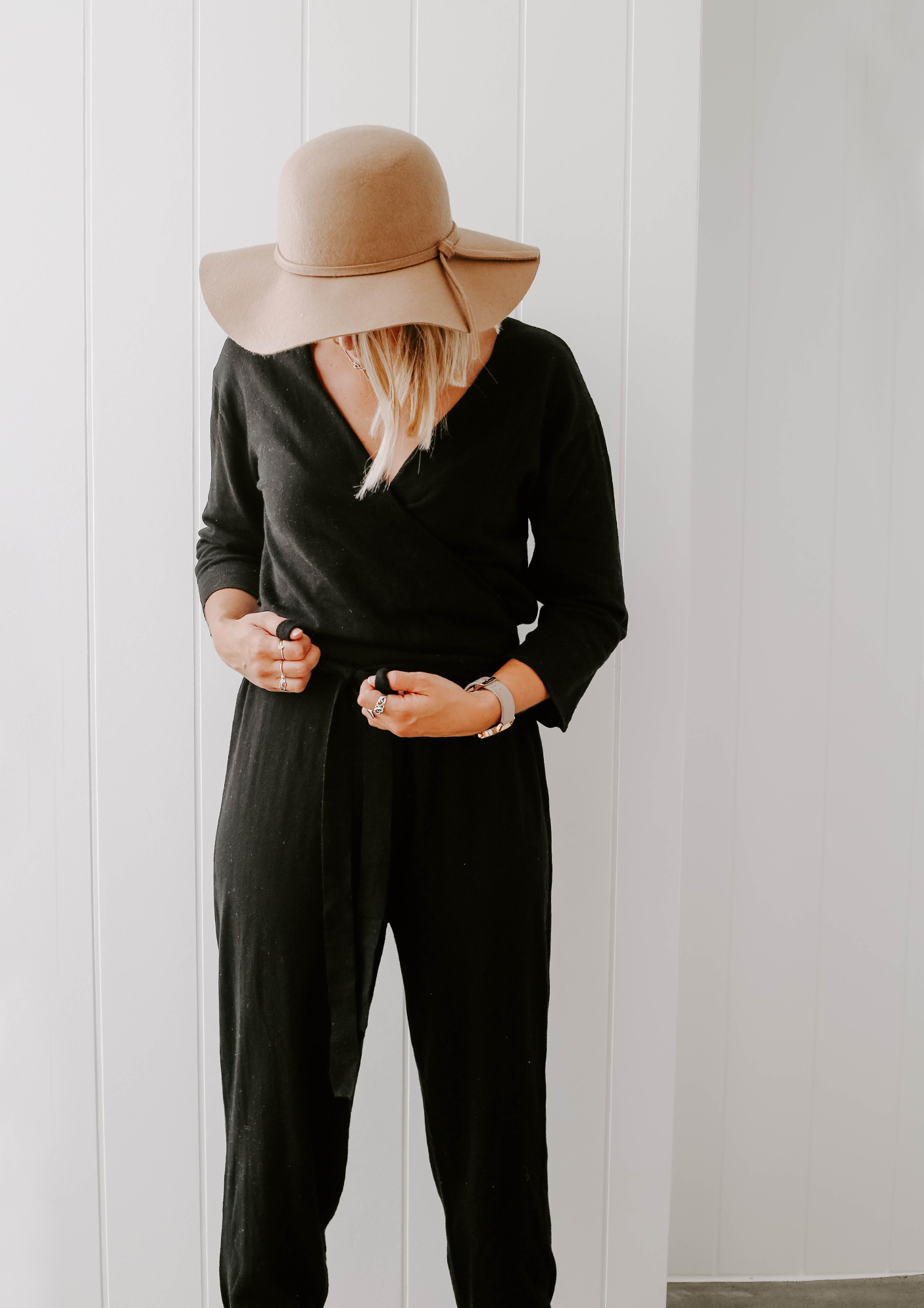 elle wrap knit jumpsuit