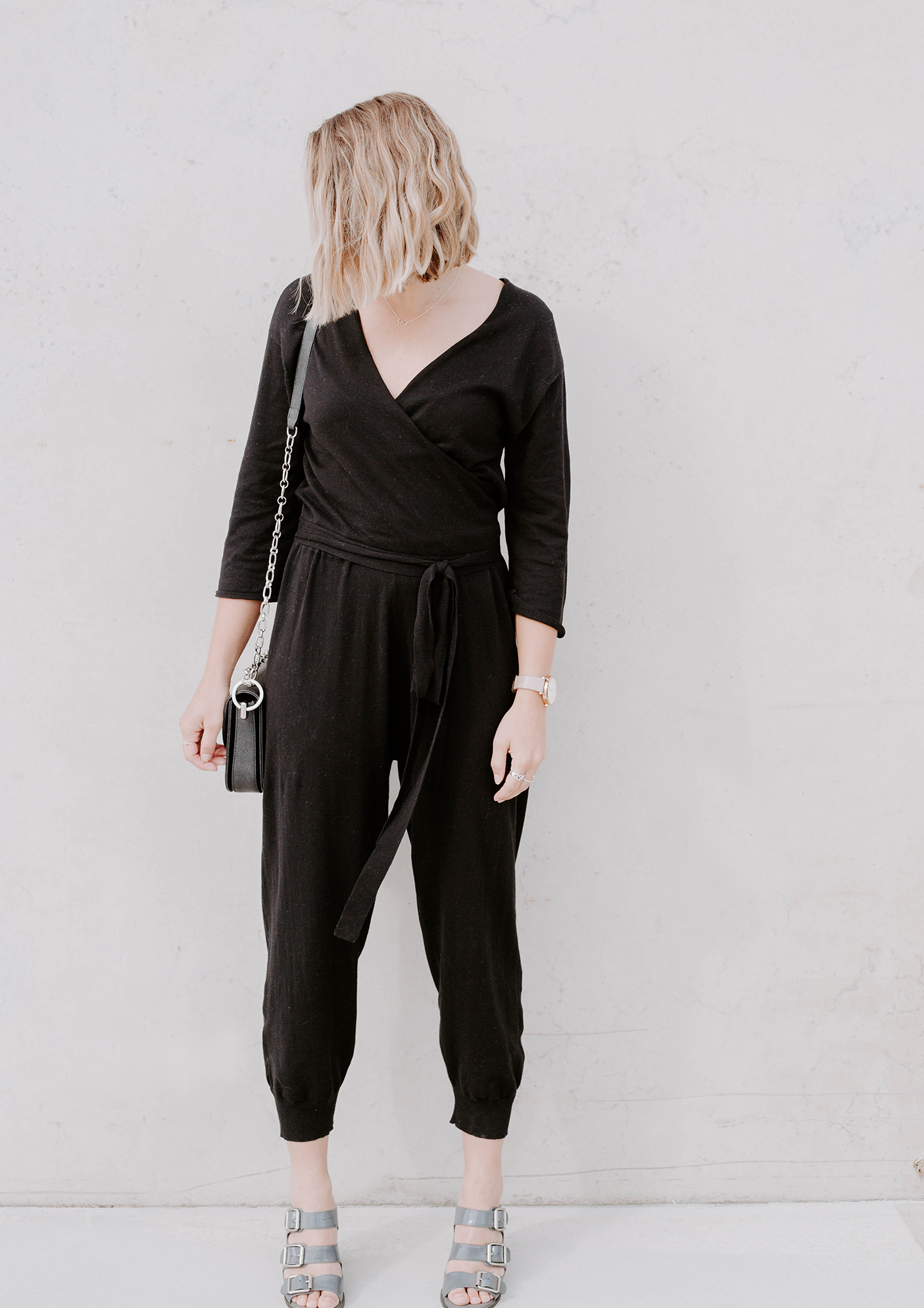 elle wrap knit jumpsuit