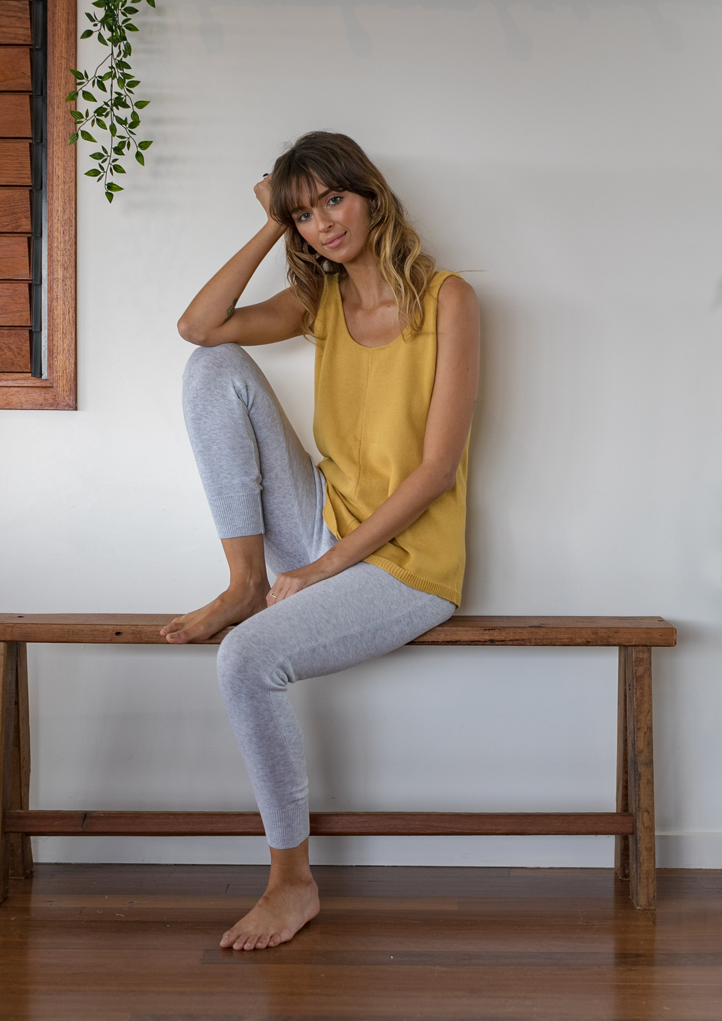 demi knit singlet mustard