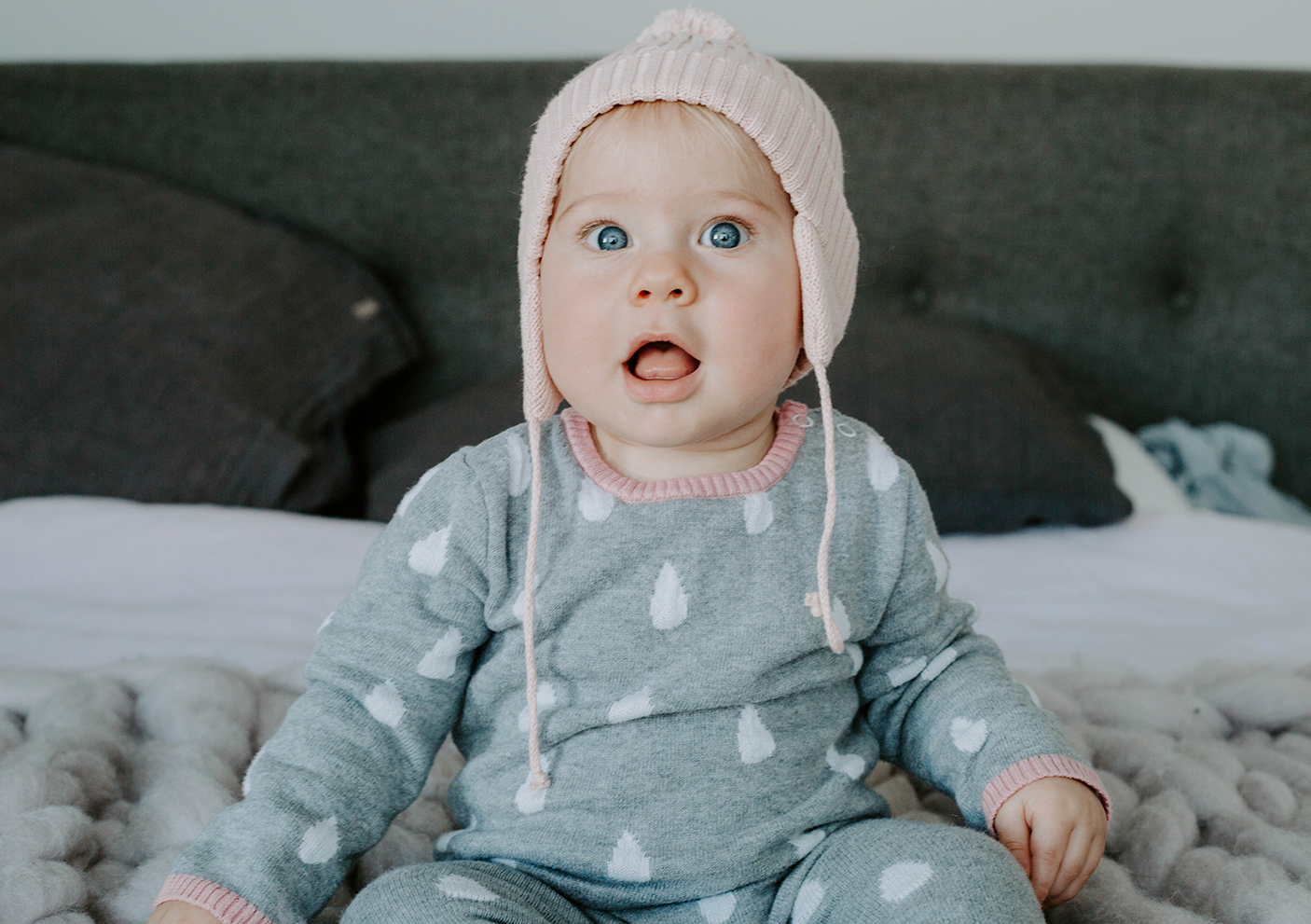 pink raindrop baby suit