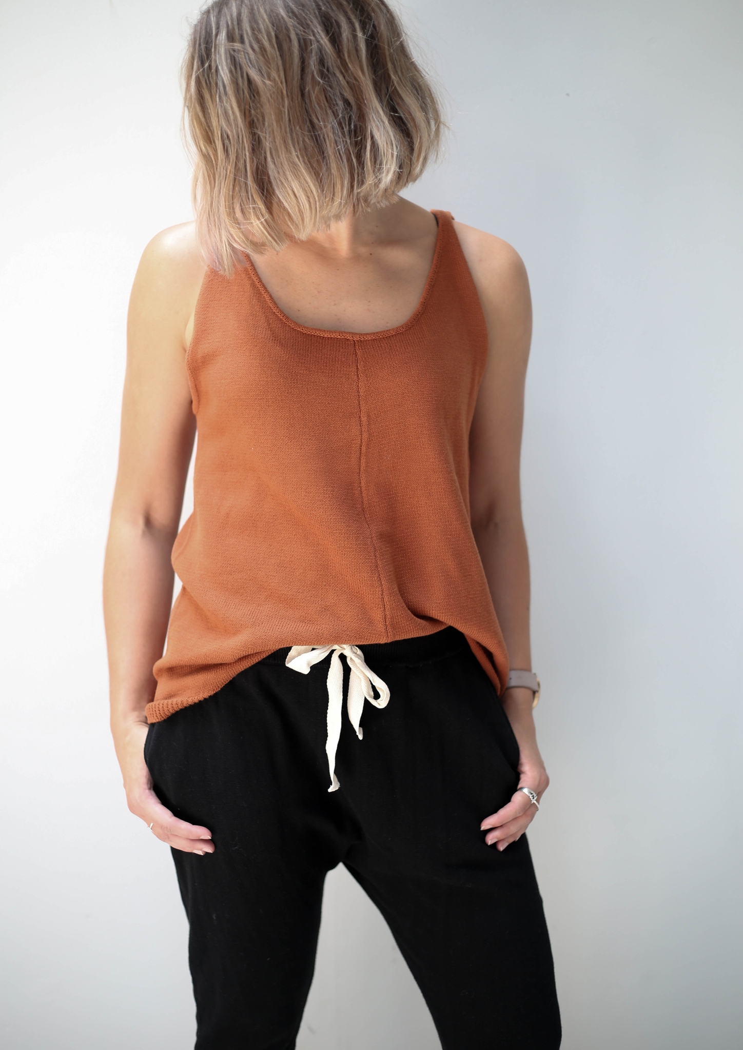 demi knit singlet terracotta