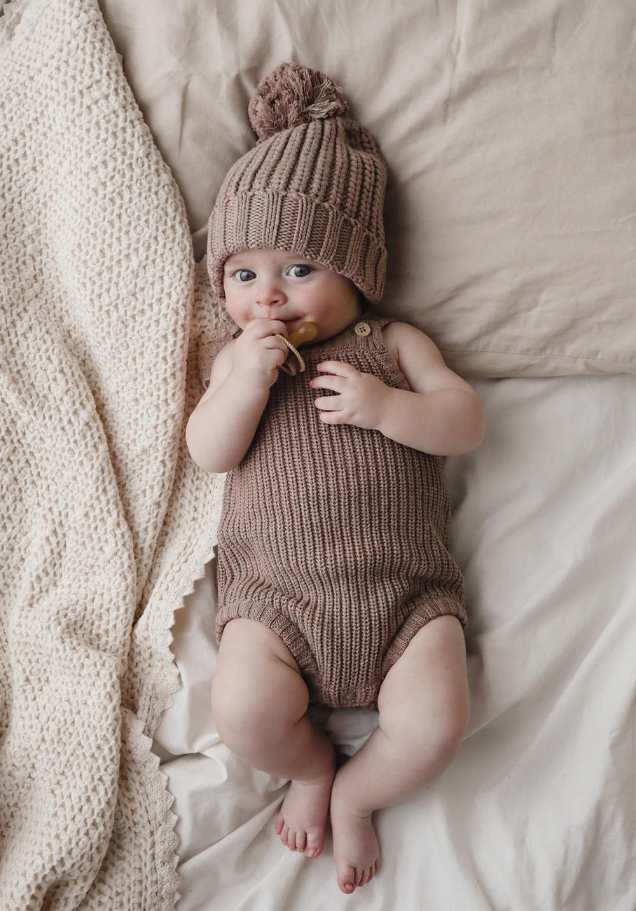 Miann & Co Baby - Knitted Reindeer Bodysuit - Taupe