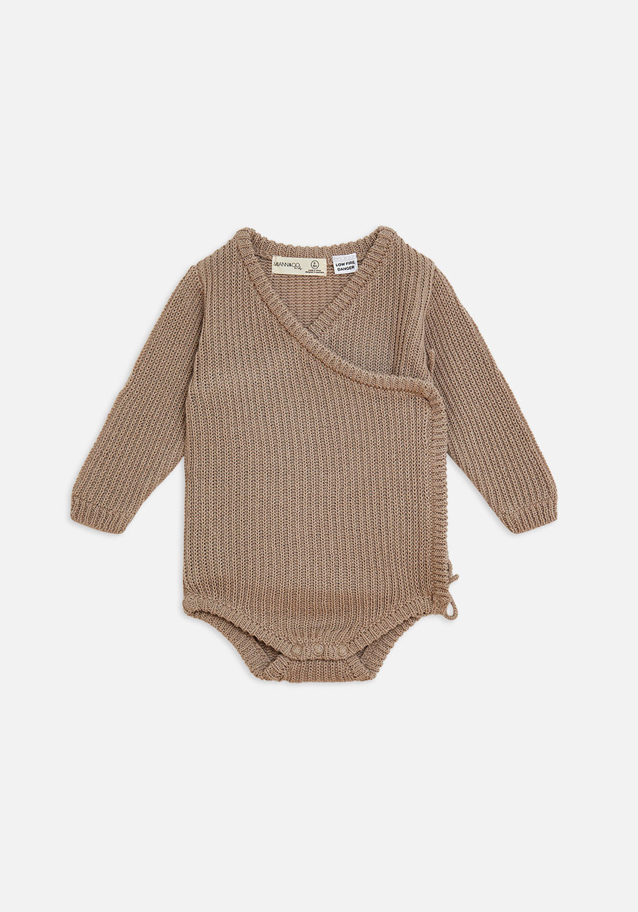 Miann & Co Baby - Knit Wrap Bodysuit - Truffle