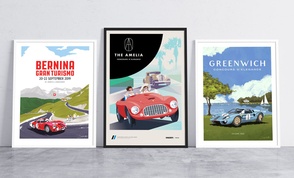 Automotive Event Posters by Artist Dwight Knowlton