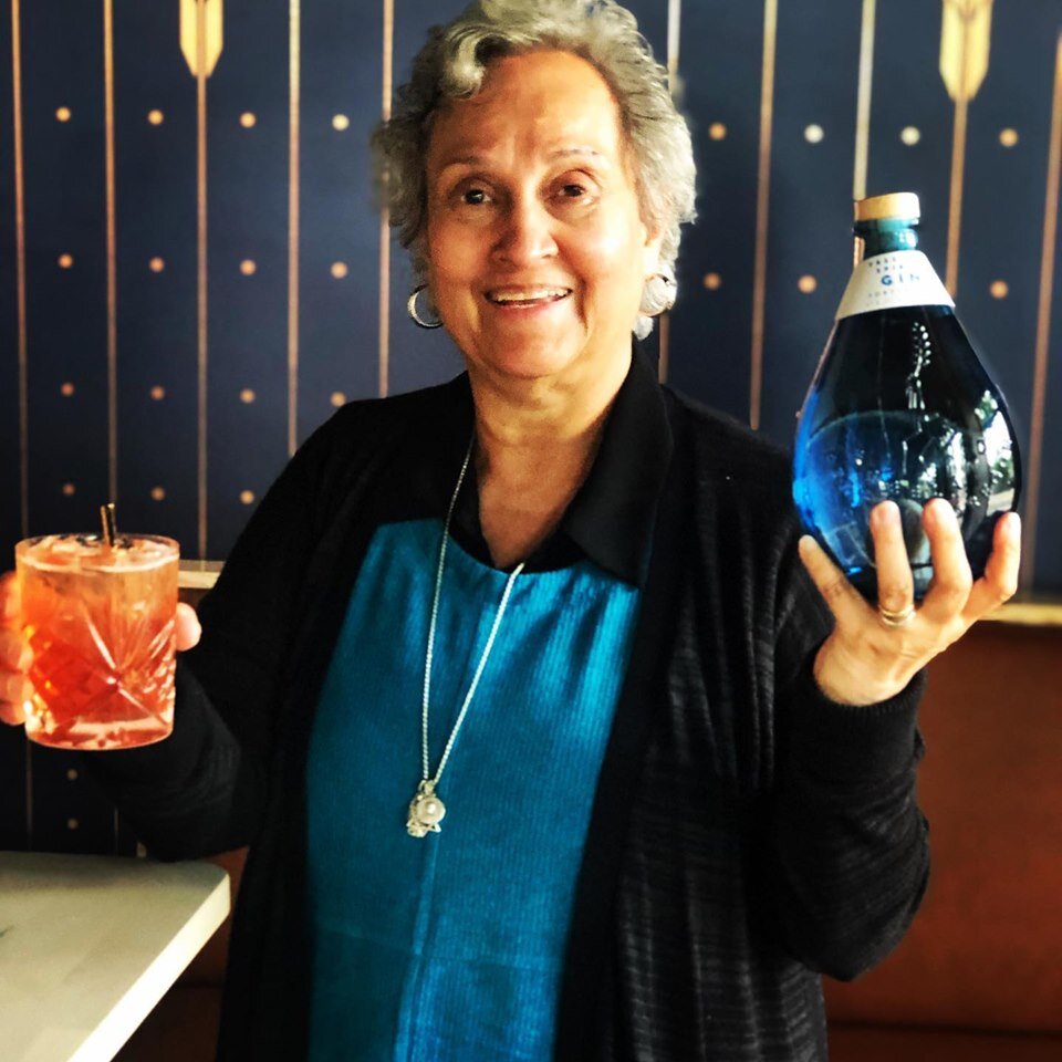 Guadalupe Guajardo at the Freeland Distillery holding her cockail