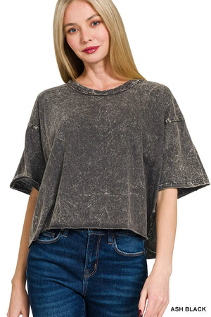 Acid Crinkle-Washed Oversized T-Shirt - The Bargains Depot