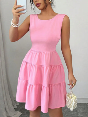 Round Neck Sleeveless Tiered Dress - The Bargains Depot